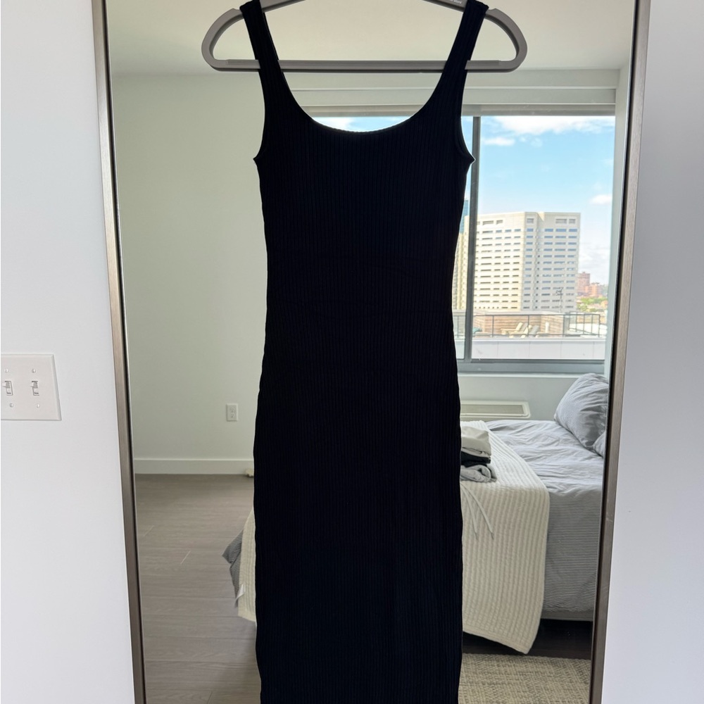 n:PHILANTHROPY Black Ribbed Sheath Midi Dress S